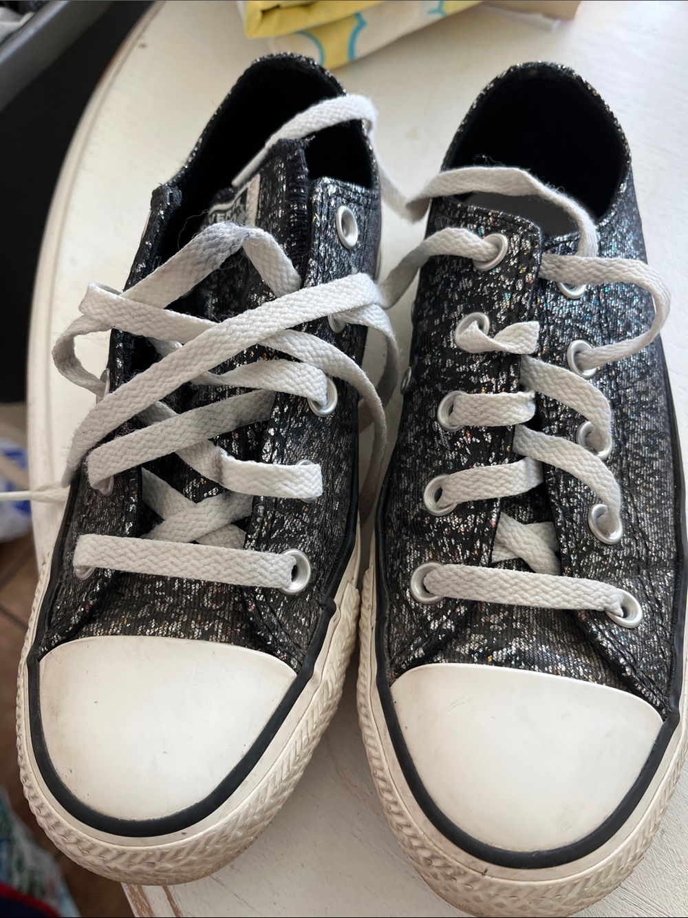 Converse Glitter Black Converse Low Tops Size 6